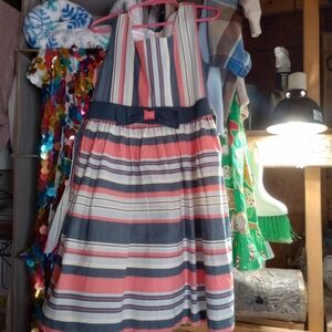 Bonnie Jean Striped Bow-Front Sundress - Coral, Navy & White